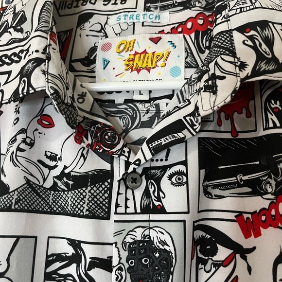 NWOT! OH SNAP! Drill Clothing Co. Comic Book Men’s Button Up Shirt:L SKU:D-OHS - Picture 5 of 6